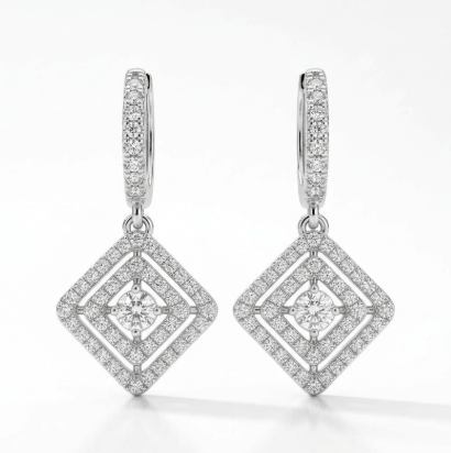 Diamond-Shaped Dangle Earrings