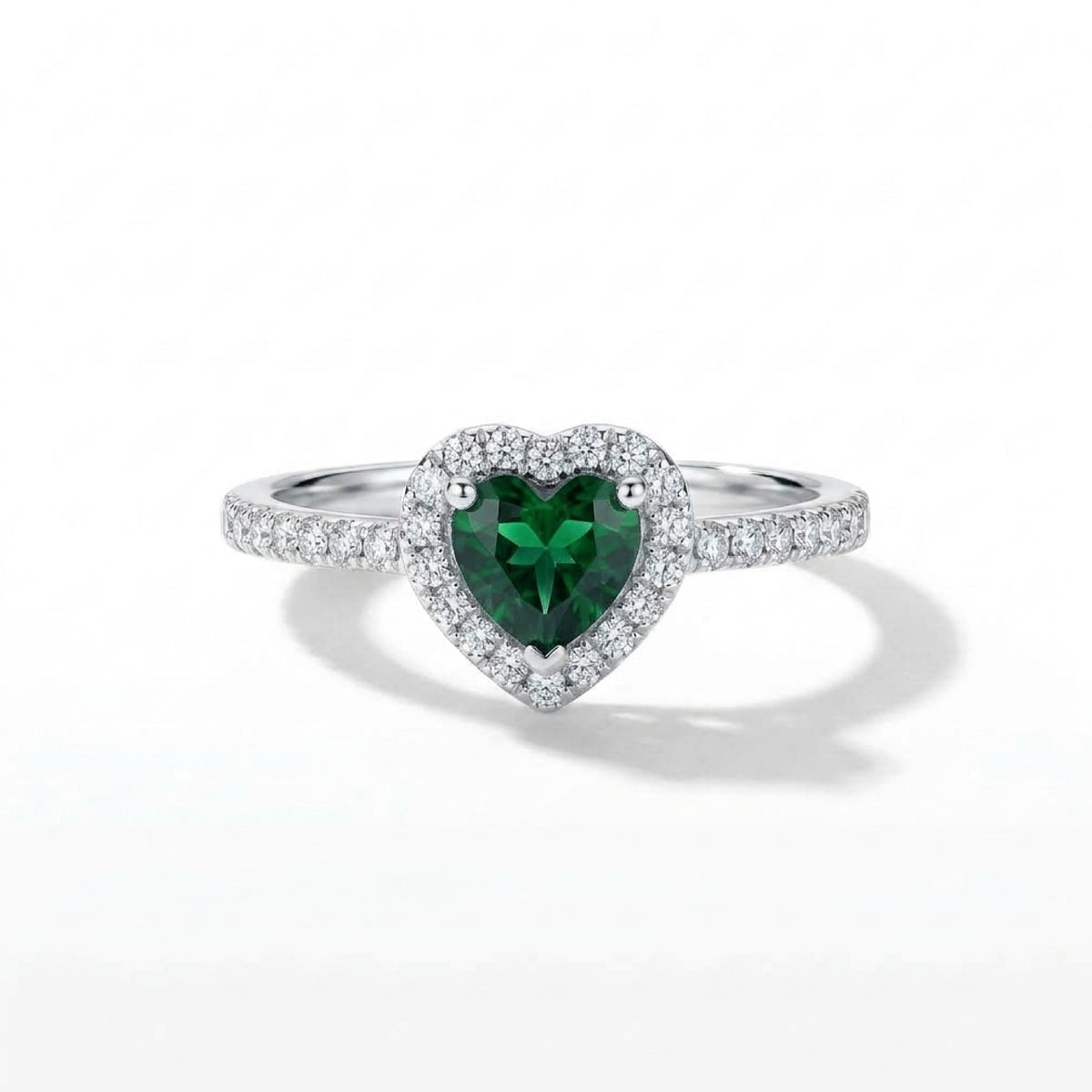 Emerald Heart Halo Ring