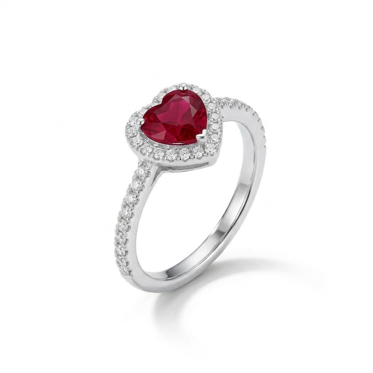 Gemstone Heart Halo Ring