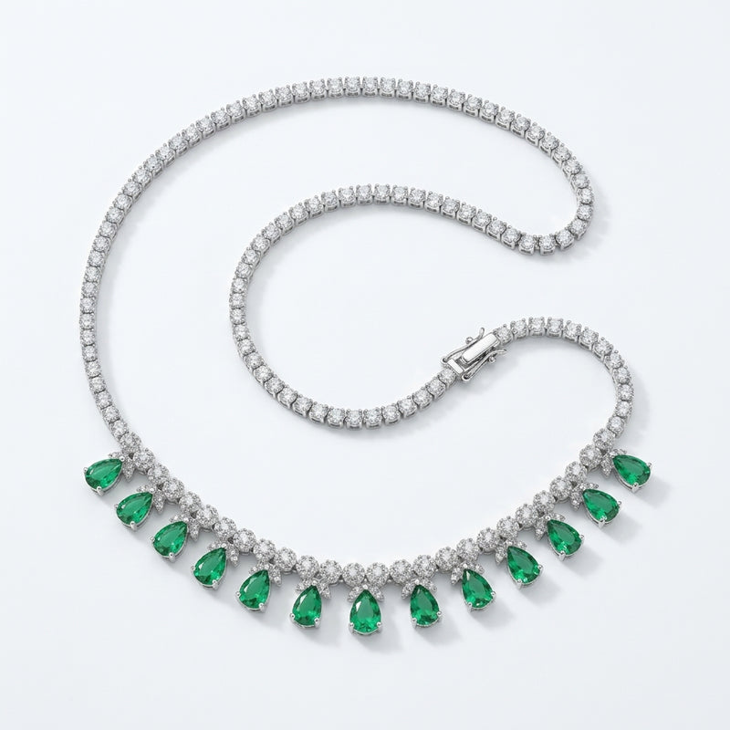 Emerald and Diamond Dangle Tennis