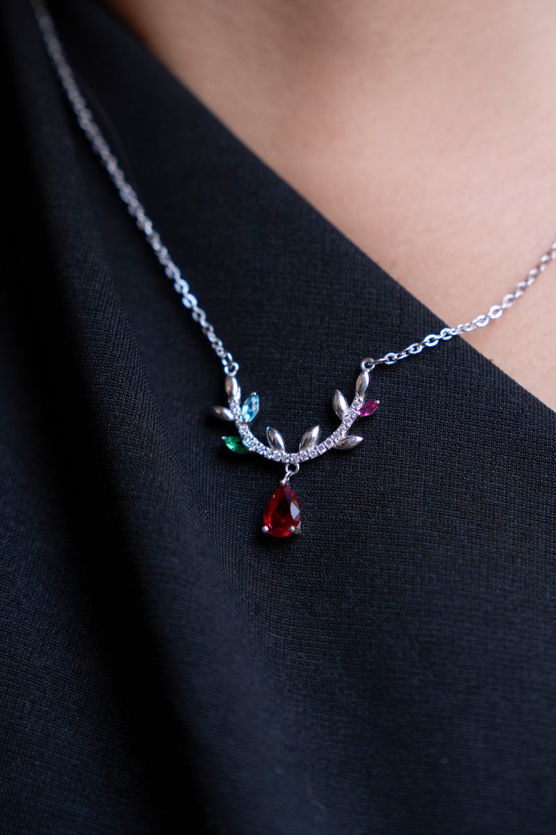 Ruby Leaf Necklace