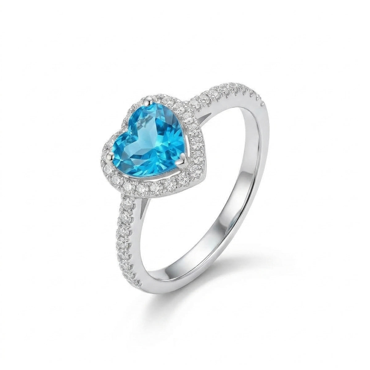 Gemstone Heart Halo Ring